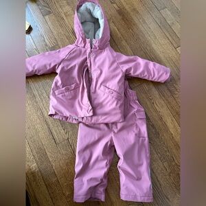 Zara Pink Rubberized Fleece Lined Jacket & Bib Pants